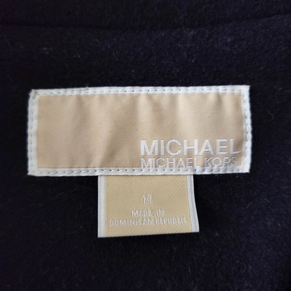 Michael Kors Cashmere Purple Wool Coat Tortoise Shell Buttons Women's Size 14 - Picture 6 of 16